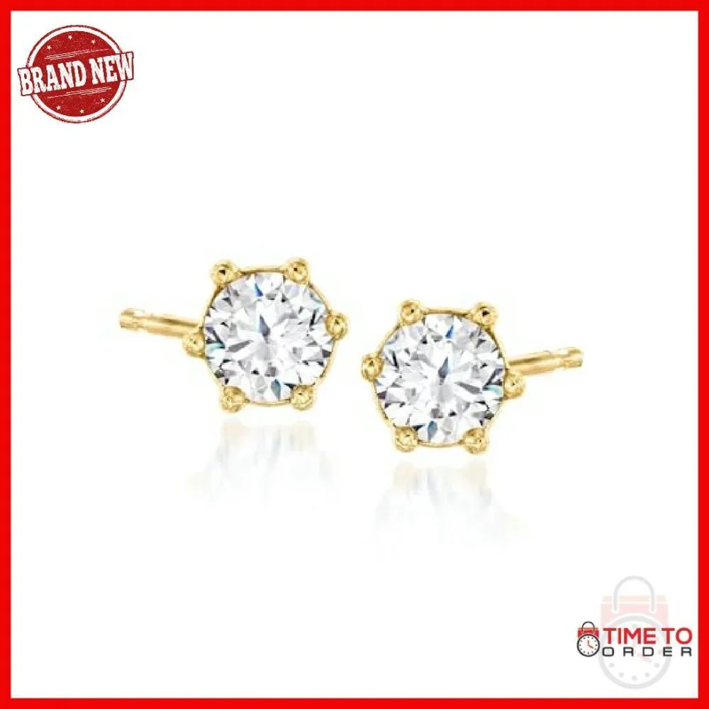 Italian 0.50ct CZ Stud Earrings with Hoop Jackets 18kt Gold Over Sterling